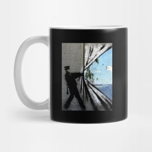 Banksy Curtain Island Mug